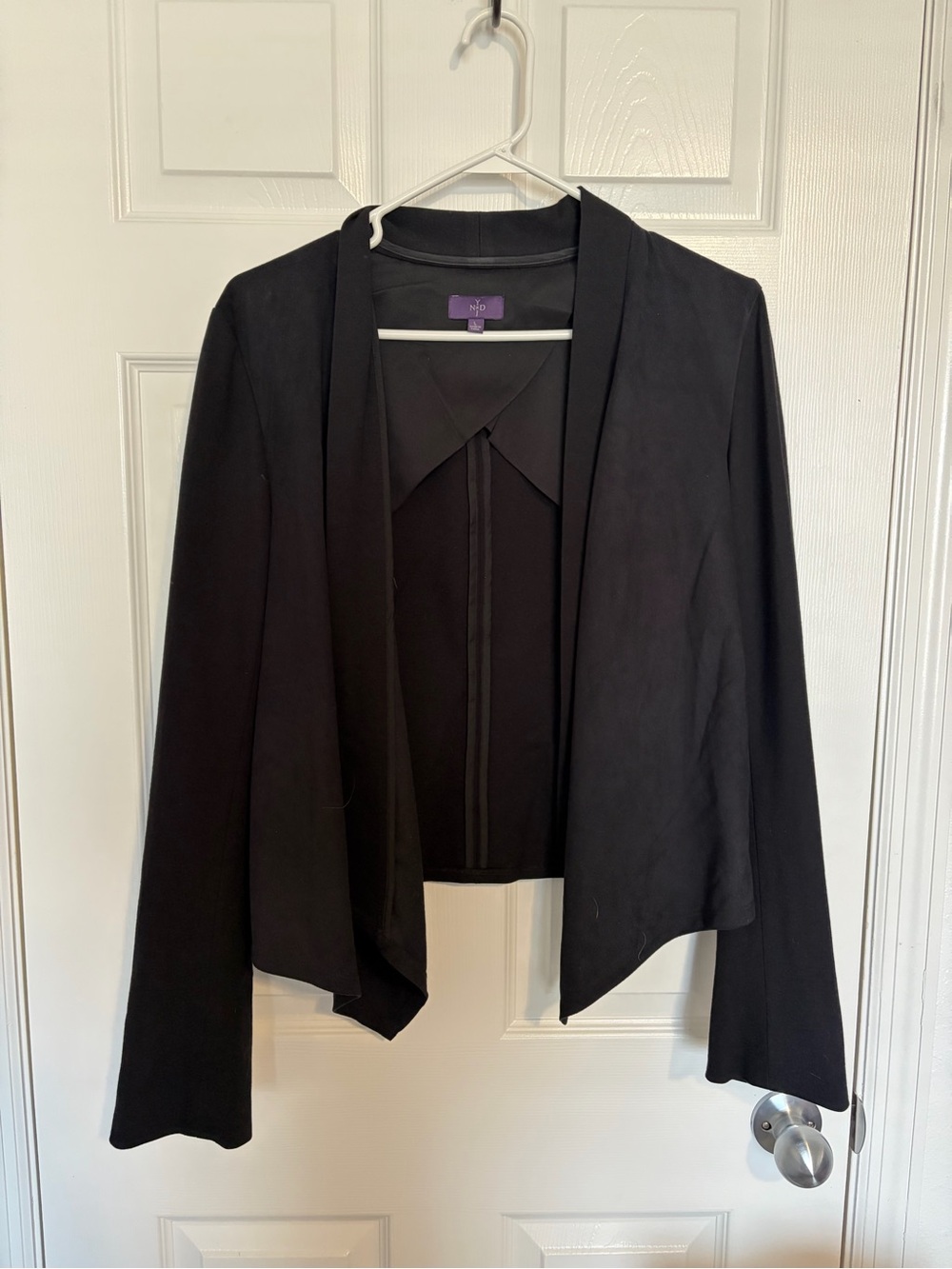 NYDJ Black Open-Front Draped Blazer